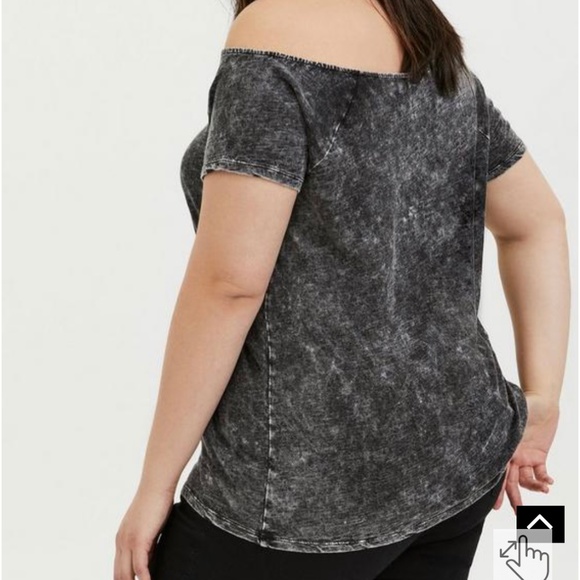 🩶 Black Washed Off Shoulder Tee 🩶 - Picture 2 of 3